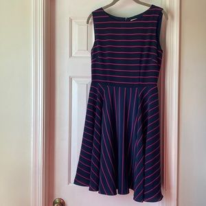 Cremieux Size 4 Navy and Magenta Fit and Flair Swing Dress